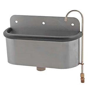 All Points 561464 dipper well in stainless steel with gooseneck faucet, rolled rim and bottom drain, front view