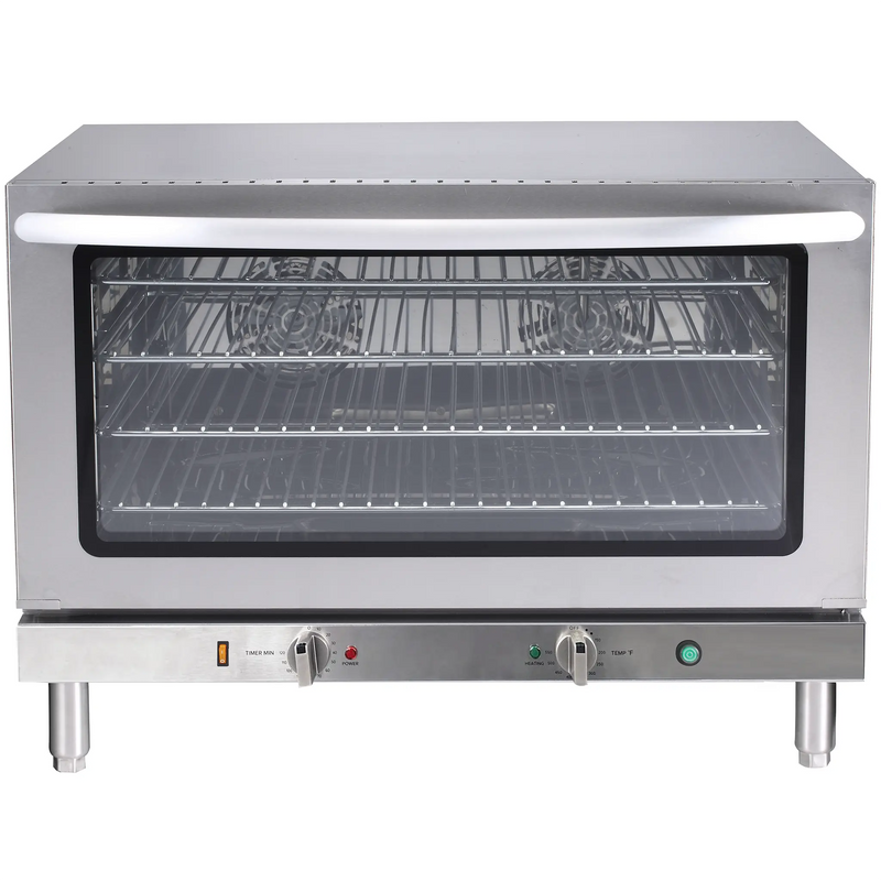 Alpha ACCH-F4 electric countertop convection oven with humidity in stainless steel, glass door and control dials