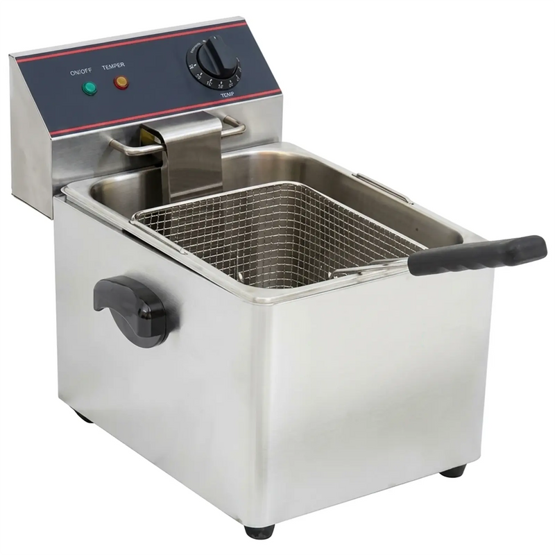Alpha ACF-10E electric countertop single well deep fryer, stainless steel with fry basket and control head