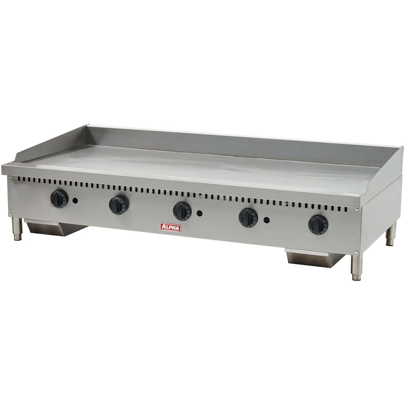 Alpha AG-60T 60-inch natural gas or propane countertop thermostatic griddle with stainless steel body and knobs