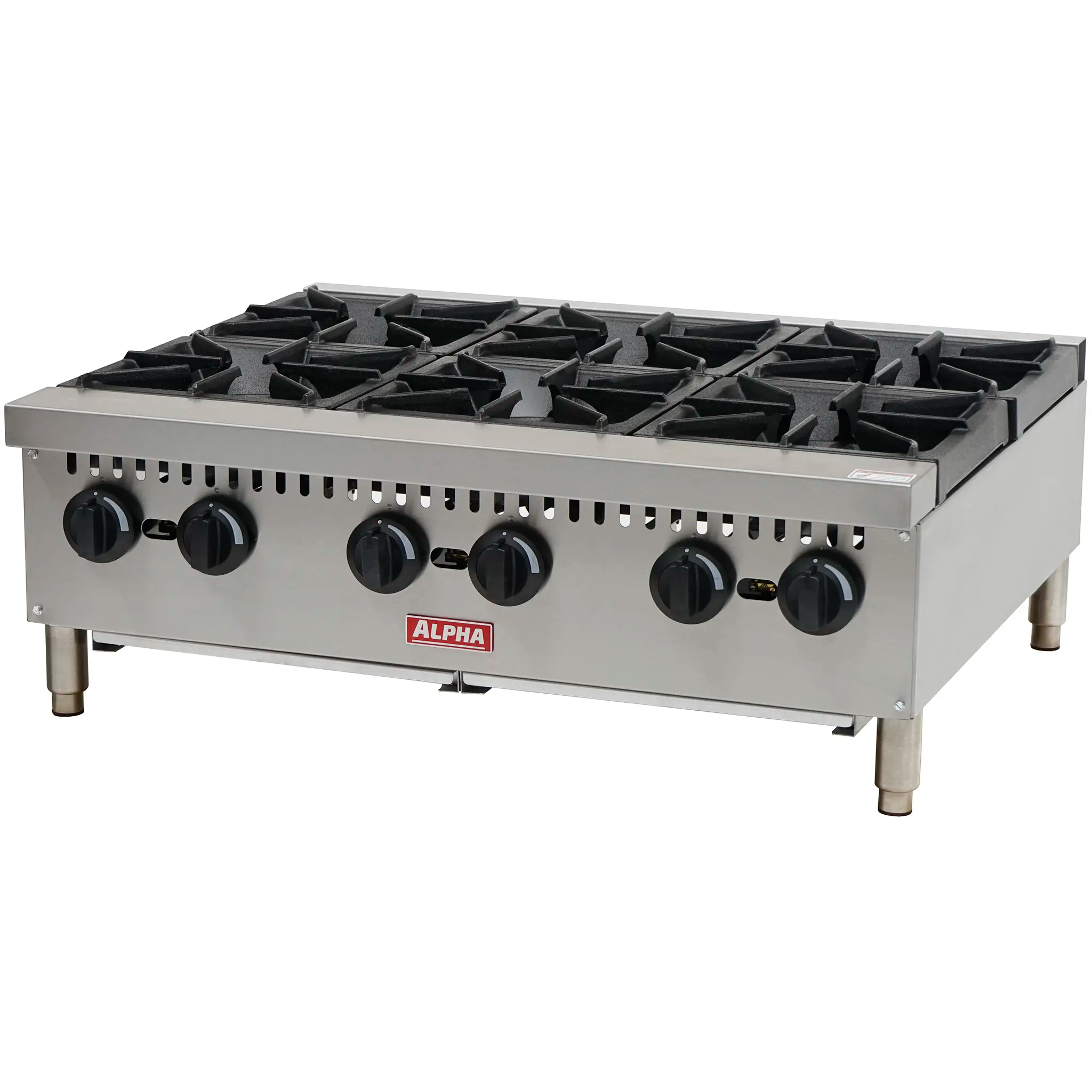 Alpha AHP36-6B Natural Gas/Propane 36" Open Burner - 6 Burners, 30,000 BTUs/burner-Phoenix Food Equipment