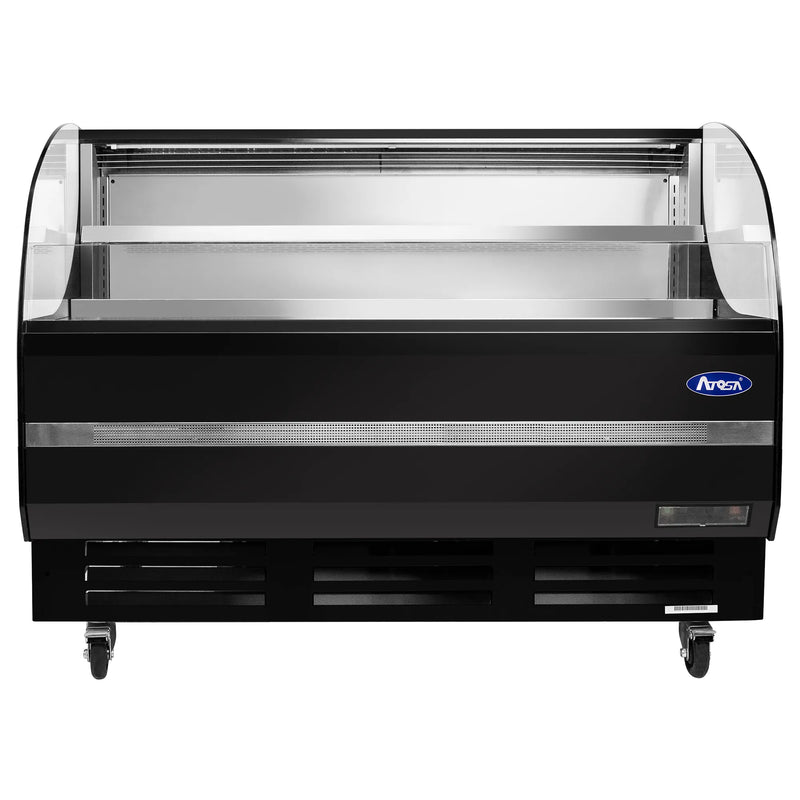 Atosa ATHOM-60 60-inch black horizontal open air refrigerated grab-and-go merchandiser on casters