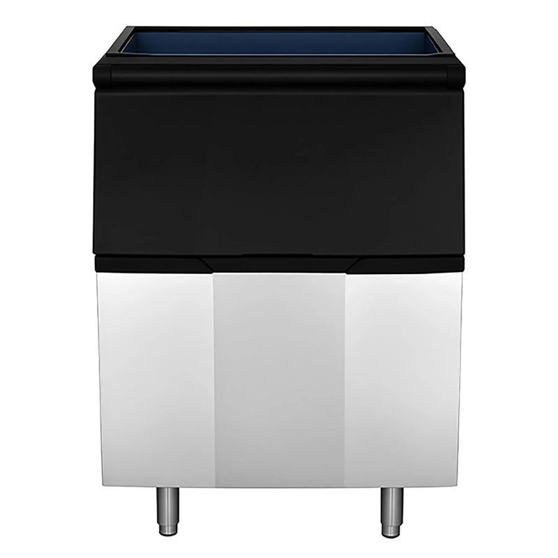 Atosa BYR0400 30-inch wide stainless steel ice storage bin with black top and 400 lb capacity, front view