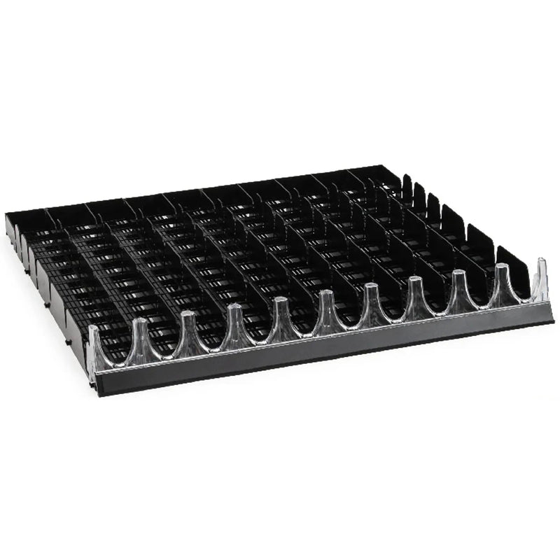 Atosa black plastic bottle divider tray for glass door refrigerators, sized for 12, 14 and 16 oz bottles