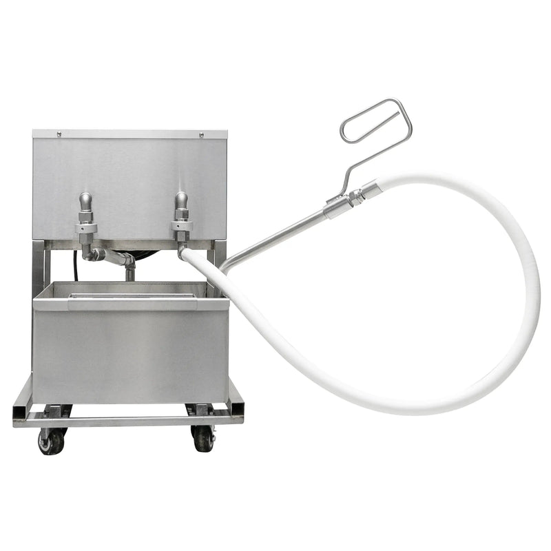 Atosa FPOF-50 stainless steel mobile fryer oil filter cart with 50 lb capacity, pump and return hose