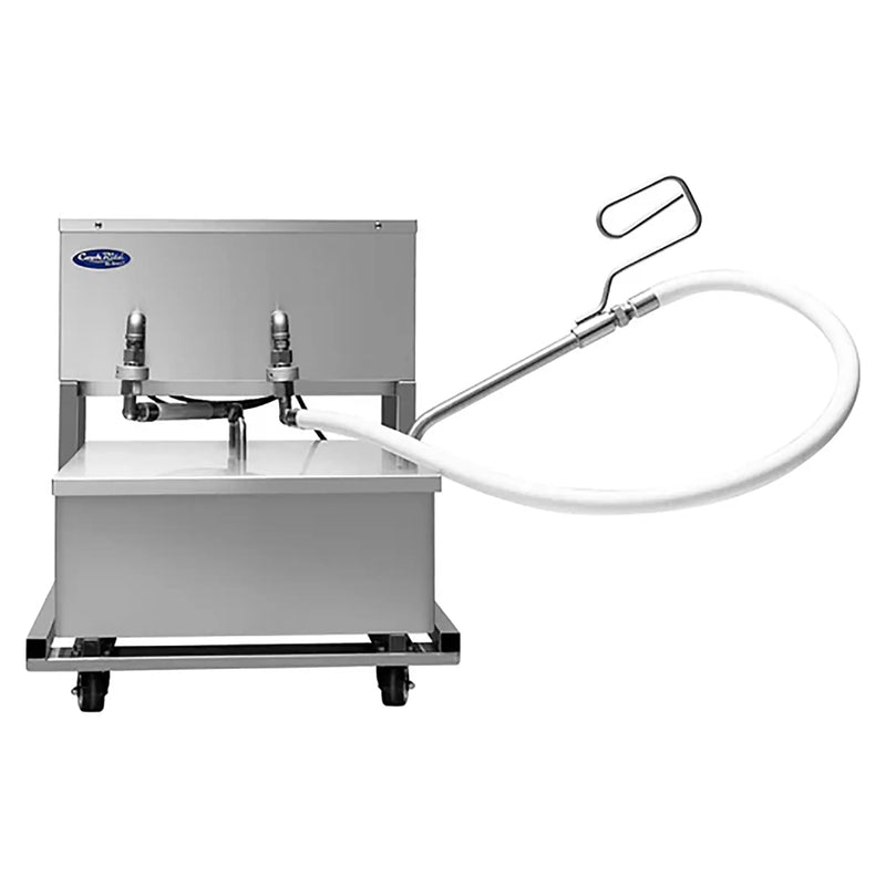 Atosa FPOF-80 stainless steel mobile fryer oil filter cart with 80 lb capacity, pump and return hose