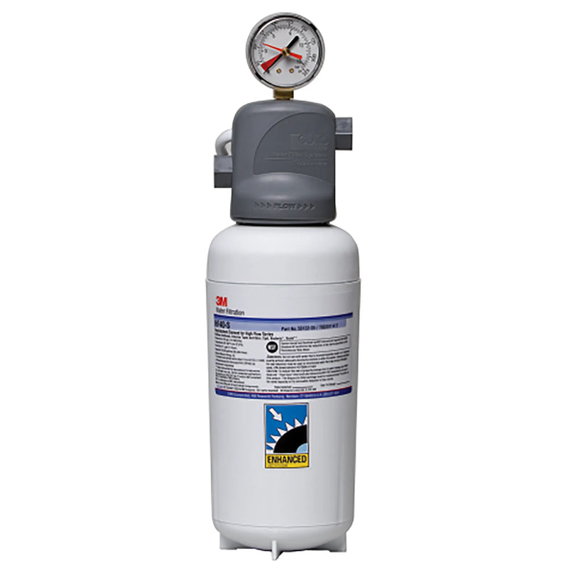 Atosa ICE140-S 3M water filtration system with wide white filter cartridge, mounting head and pressure gauge