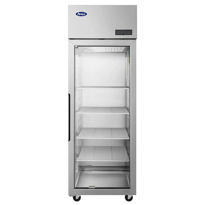 Atosa PLUS-R1-GS-R-PT 30-inch stainless steel pass-through display refrigerator with right hinged glass door
