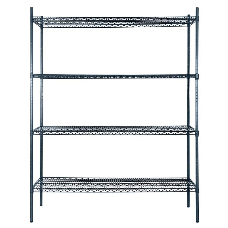 Atosa slate gray epoxy coated wire shelving kit, 74-inch high unit with 4 adjustable shelves