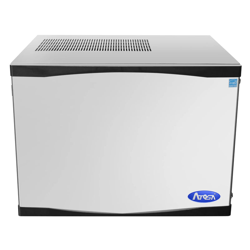 Atosa YR450S-AP-161 22-inch slim stainless steel modular cube ice machine head, 460 lb per day, front view