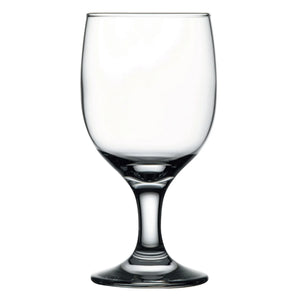 Browne CAPRI clear glass goblet with rounded bowl and short stem, sold in a pack of 12, first size option