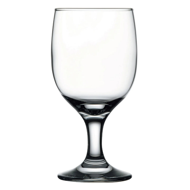 Browne CAPRI clear glass goblet with rounded bowl and short stem, sold in a pack of 12, first size option