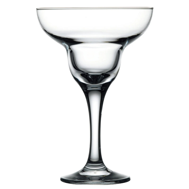 Browne CAPRI 10.5 oz clear glass margarita glass with stepped wide bowl and stemmed foot, sold in a pack of 12