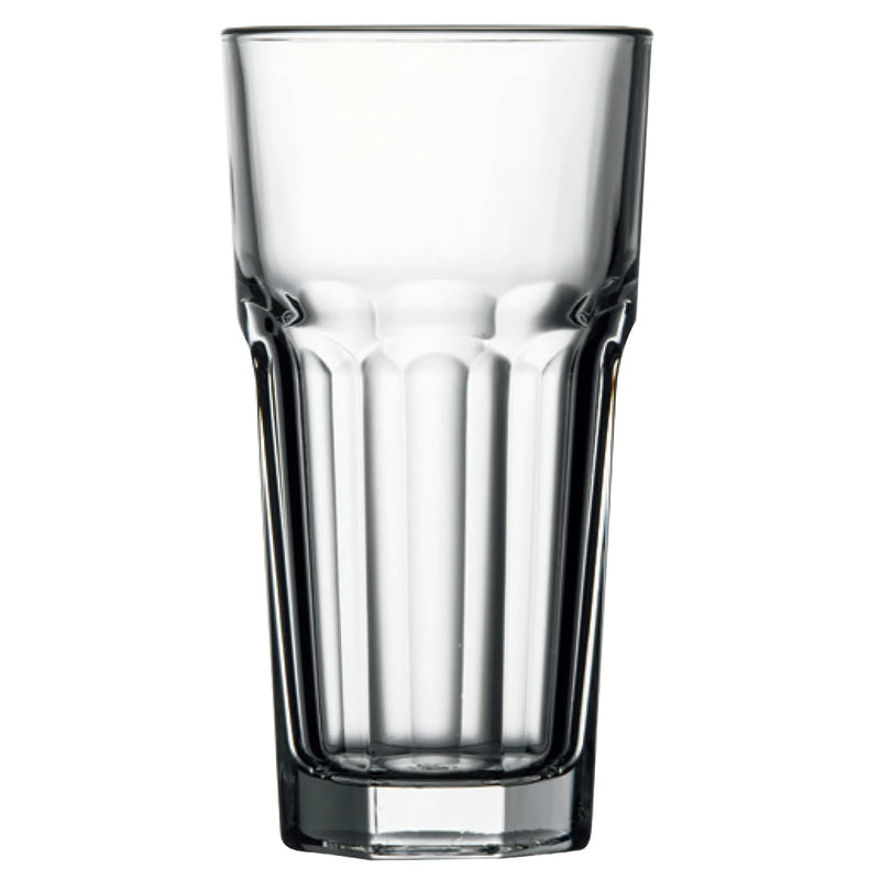 Browne CASABLANCA clear glass beverage glass with tall paneled body and heavy base, pack of 12, first size option