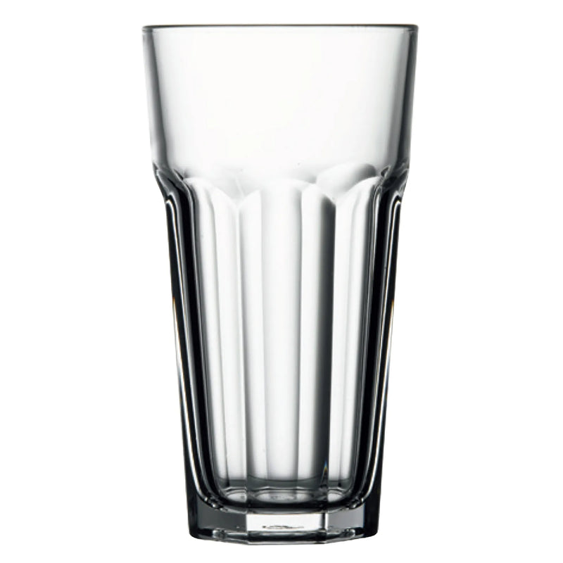 Browne CASABLANCA clear glass cooler glass with tall slim paneled body and heavy base, pack of 12, first size