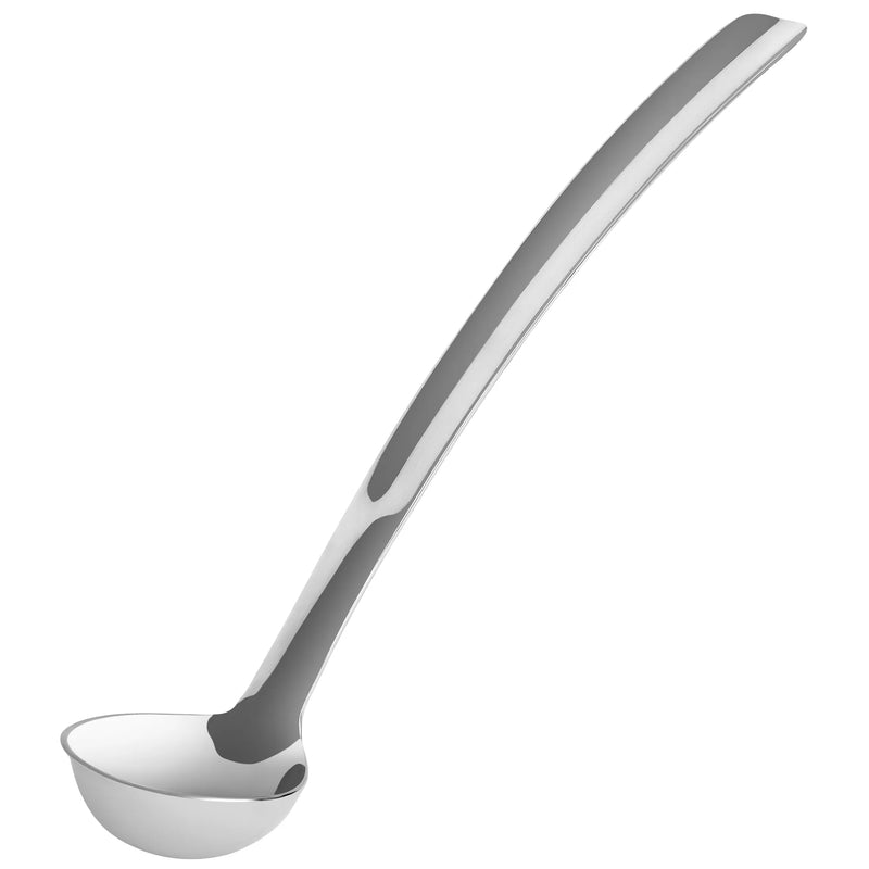 Browne HORIZON one-piece stainless steel ladle with long curved handle and small bowl, smallest size option