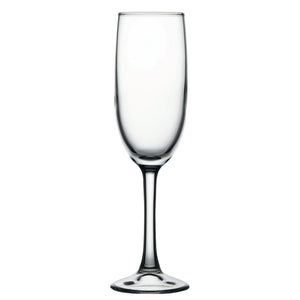 Browne IMPERIAL PLUS 5.75 oz clear glass champagne flute with long slim stem and round foot, pack of 12