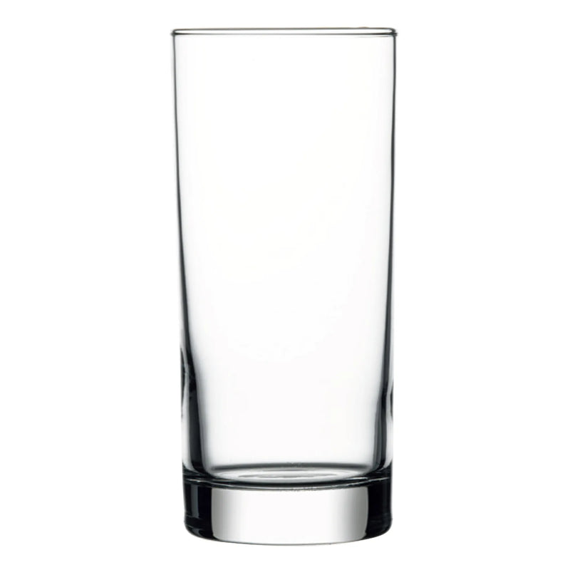 Browne ISTANBUL 12.75 oz clear glass hi-ball glass with tall straight sides and heavy base, pack of 12