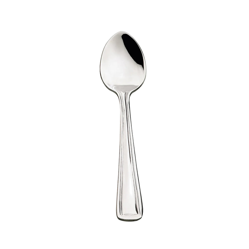 Browne ROYAL stainless steel flatware set of 12, teaspoon option with small bowl and grooved handle, front view