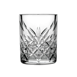 Browne TIMELESS 2 oz clear glass shot glass with vintage cut-glass diamond pattern, sold in a pack of 12