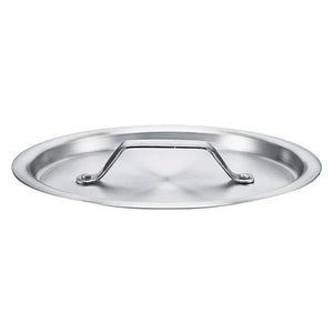 Browne tapered aluminum sauce pan cover, flat round natural finish aluminum lid with wire loop handle