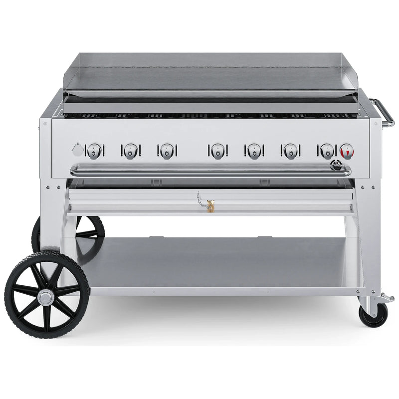 Crown Verity CV-MG-48 48" mobile griddle, stainless steel, front view