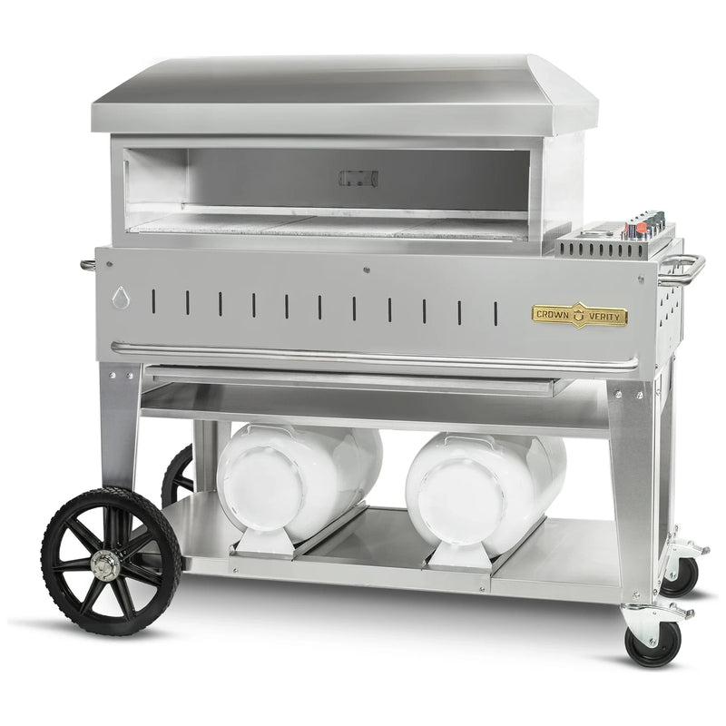 Crown Verity CV-PZ36-MB 36" mobile pizza oven, stainless steel, front view