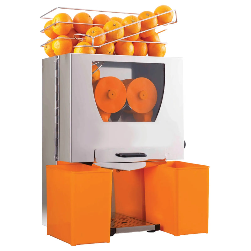 Dynamic JP002.1 JuicerPro 2 electric citrus juicer, stainless steel with orange peel bins and full fruit hopper