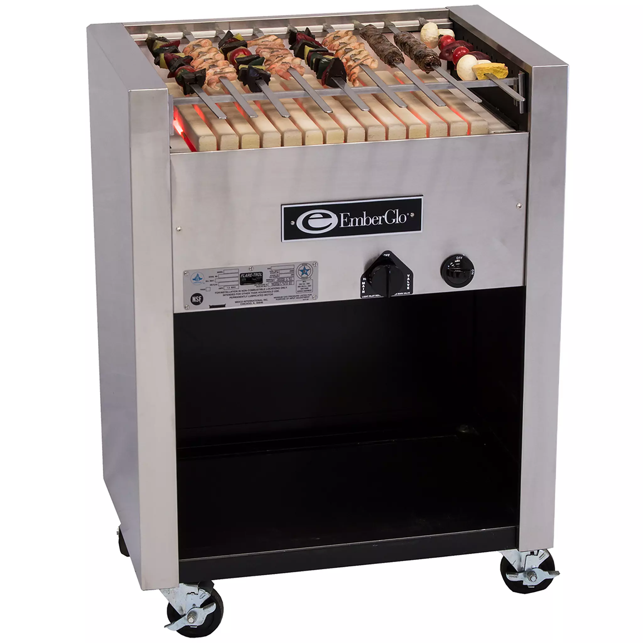 Emberglo 25F Natural Gas/Propane Floor Model Radiant 26" Kebab Broiler-Phoenix Food Equipment