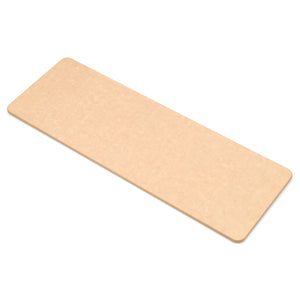 Epicurean rectangular flat bread board in natural tan wood fiber composite, angled top view of the natural colour option
