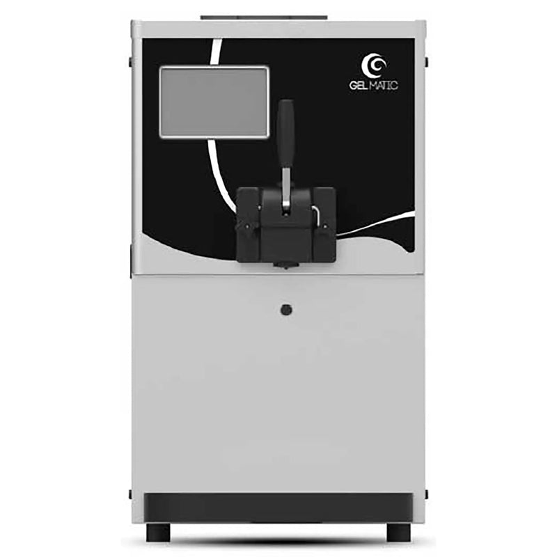 Gel Matic BC 150 GR single flavour countertop soft serve machine in stainless steel with black front panel and handle