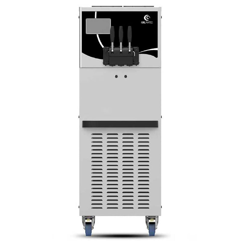 Gel Matic BV 250 GR double flavour plus twist floor soft serve machine in stainless steel on casters, front view