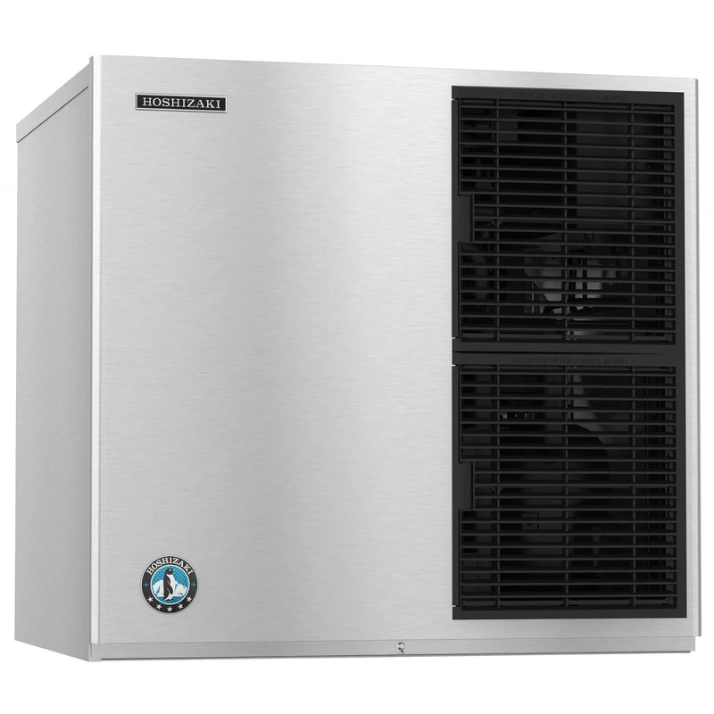 Hoshizaki KMD-860MAJ modular dispenser crescent ice machine head in stainless steel with black vented panel