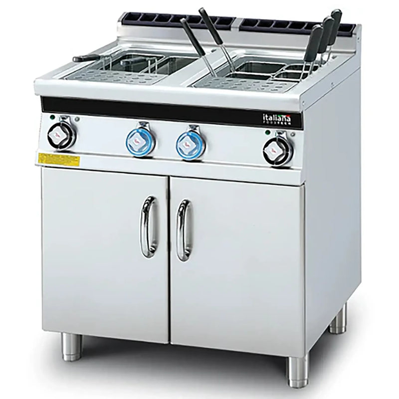 Italiana Food Tech E78 electric double pasta cooker in stainless steel with large baskets and rotary controls