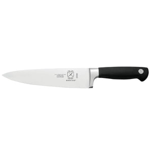 Mercer Culinary Genesis 8-inch chef's knife with forged stainless steel blade, full bolster and black non-slip handle