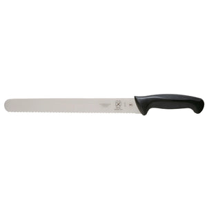 Mercer Culinary Millennia 11-inch slicer knife with long round-tip stainless steel blade and black textured handle
