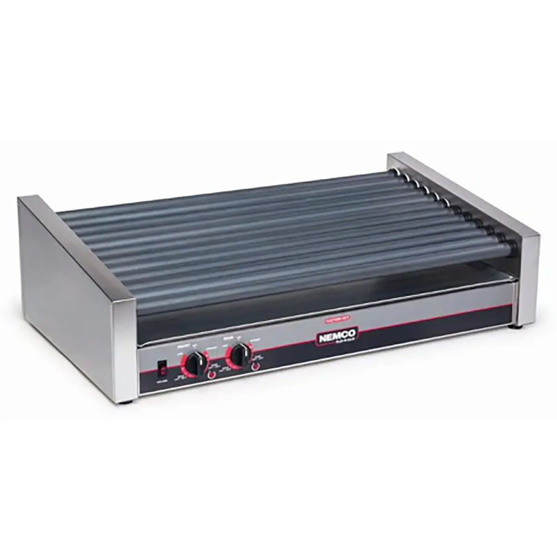 Nemco 8055SX-SLT Slanted Hot Dog Grill With Gripsit - 12 Rollers, 55 Hot Dog Capacity-Phoenix Food Equipment