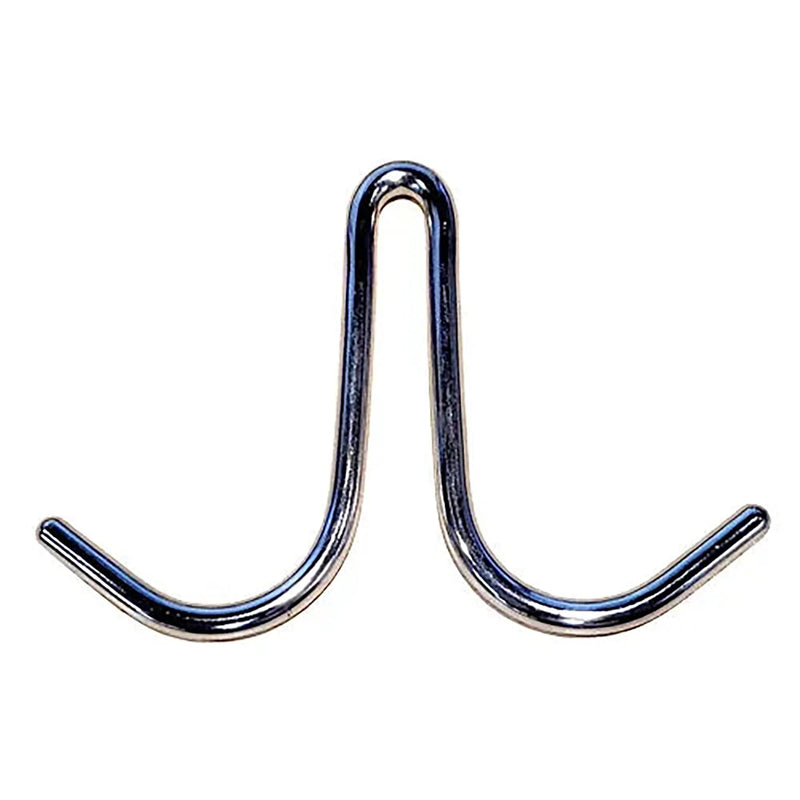 Omcan 28722 chrome-plated stainless steel double pot rack hook with curved S-shaped ends for hanging cookware