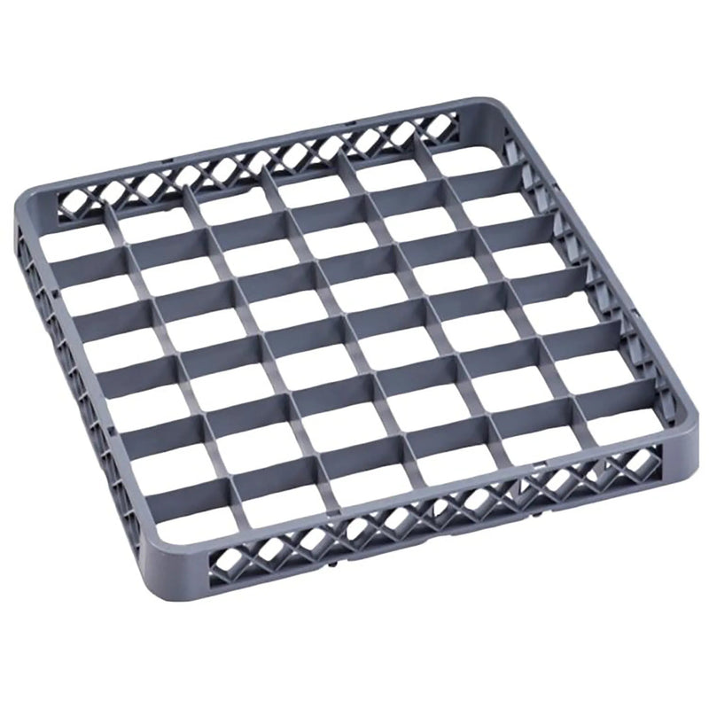 Omcan 37876 grey polypropylene 36 cup dishwasher rack extender with open grid dividers to add height to a rack