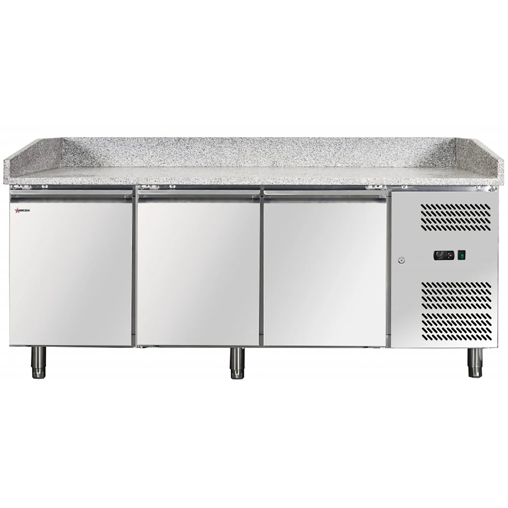Omcan 41145 Triple Door 80" Granite Top Refrigerated Pizza Prep Table-Phoenix Food Equipment