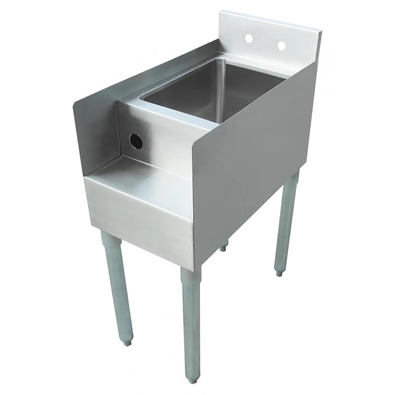 Omcan 43473 stainless steel blender station with single bay, backsplash and four legs with adjustable feet