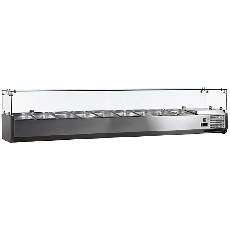 Omcan 46680 Refrigerated 79" Topping Rail with Glass Sneeze Guard-Phoenix Food Equipment