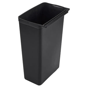 Omcan 47129 tall black plastic refuse bin with hanging lip for 24183 and 43069 utility carts