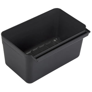Omcan 47130 black plastic silverware bin that hooks onto the side of 24183 and 43069 utility carts