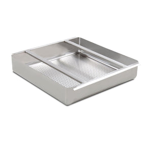 Phoenix DDT-PRB stainless steel pre-rinse basket with perforated floor section for soiled dish tables, angled view