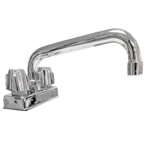 Phoenix EGNDF-8 economy deck mount faucet for drop-in sink, chrome twin handle faucet with swing spout, angled view