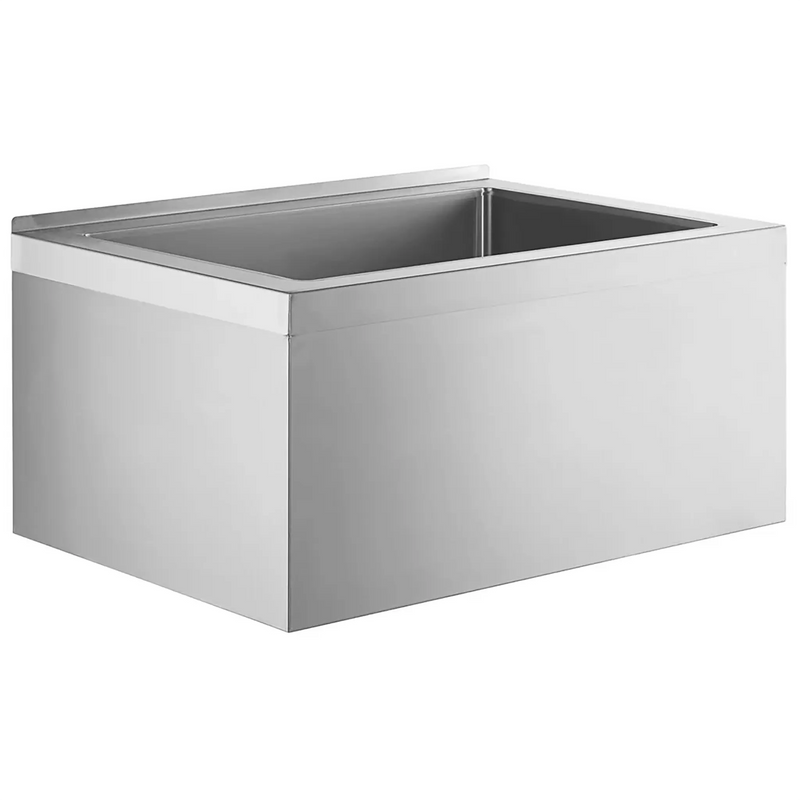 Phoenix MS-2024-10 stainless steel floor mop sink with 20 x 24 x 10 inch bowl, angled side view