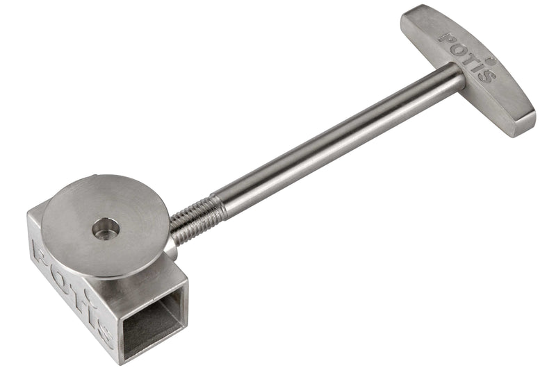 Potis GDS-LSS lower sliding sleeve bracket for top mounted broilers, stainless square sleeve with round cup and T-handle
