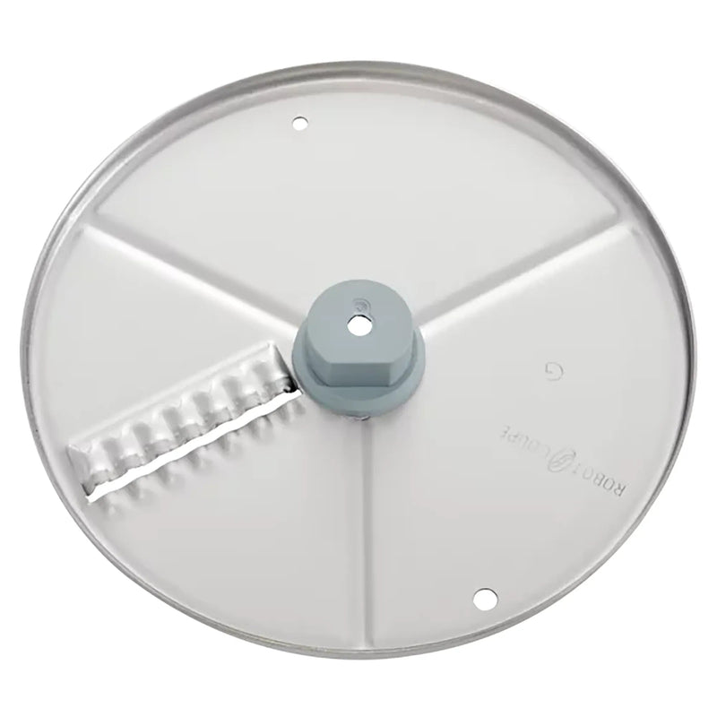 Robot Coupe 2 mm ripple disc for Essential food processors, grey disc with serrated wave-cut blade and hub