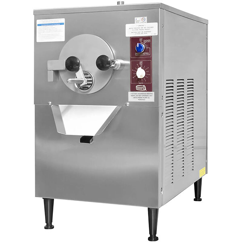 SaniServ B5-SAN countertop 5 quart batch ice cream freezer in stainless steel with round barrel door and controls